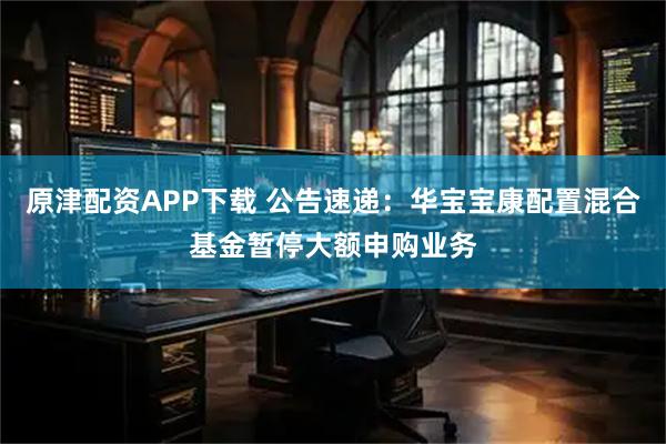 原津配资APP下载 公告速递：华宝宝康配置混合基金暂停大额申购业务